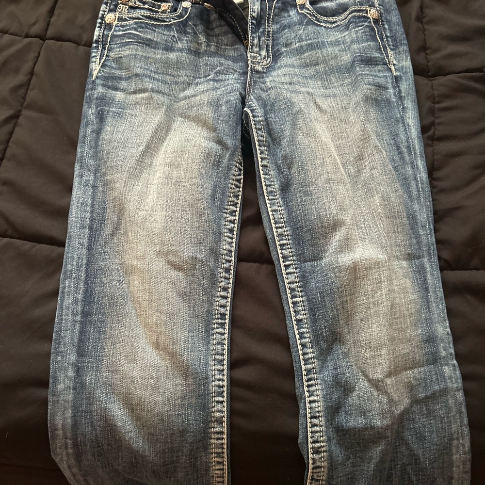 Miss Me Distressed Blue Straight Leg Jeans